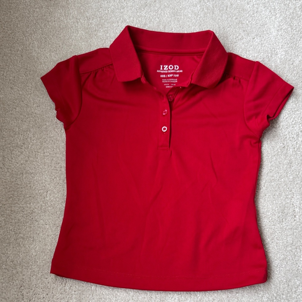 Izod girls Polo Shirt school uniform top red xxs 4/5